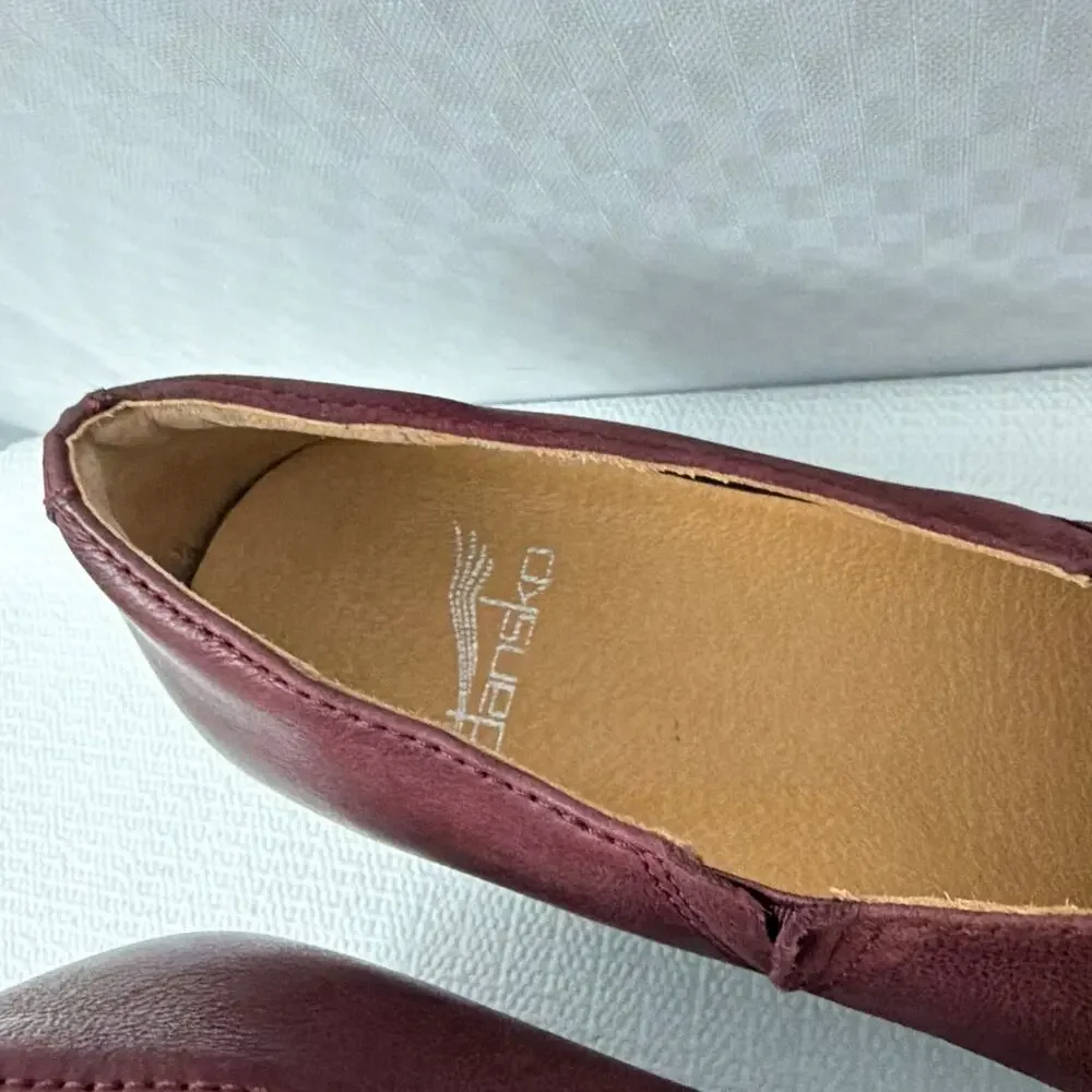 Dansko Shoes Womens Size 9 Camdyn Wine Red Leather Slip On Block Heels 39